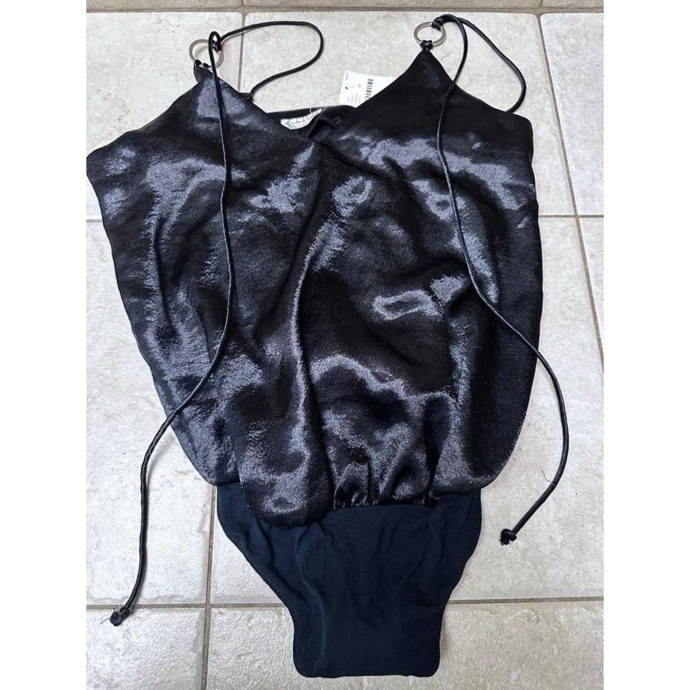 Intimately Free People Satin Body Suit, black, Size Extra Small, NWT
